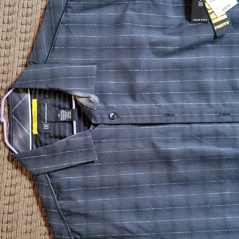 Men's INC slim fit black party shirt, sz M